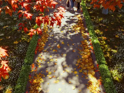 Autumn Road - Full Model Sketchup - V-ray Render 3D model