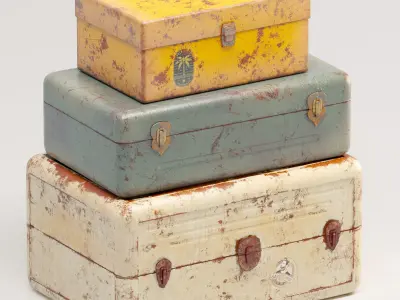 Vintage Metal Boxes Low-poly 3D model