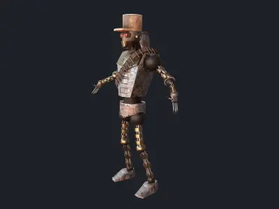 Mexican Steampunk Robot Soldier Low-poly 3D model