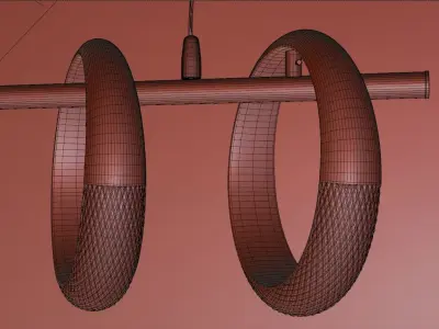 modern chandelier with 7 rotating circles 3D model