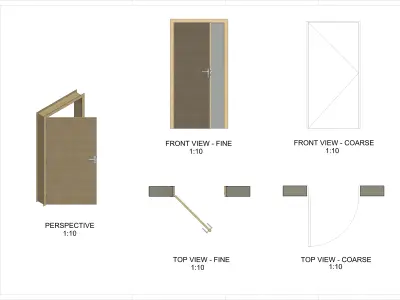 Single Door - Plain design - 12 Handles - Revit 2020 3D model