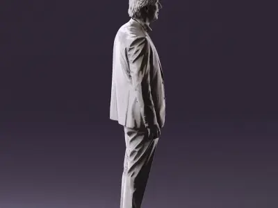 Man in full light blue suit strippet tshirt 0876 3D Print Ready 3D print model