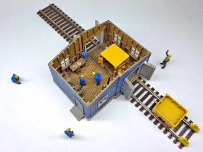 N Scale Speeder Shed with Internal Details 3D model