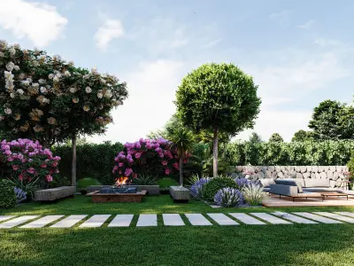 3D Exterior Scene 3D model design garden and landscape 3D model shop