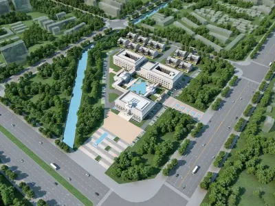 Modern Civic Campus 3D model