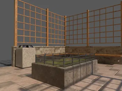 park set with 11 pieces  Low-poly 3D model