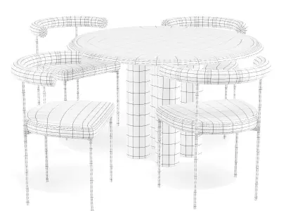 Fredericia and Resident Islets Table and Kashmir Chair 3D model