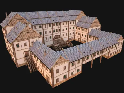 Medieval Building Town School University Academy Low-poly 3D model