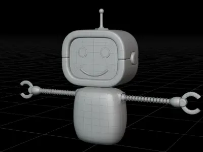 Sweet fly Robot white grey and blue color 3D model