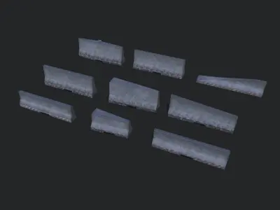 Road Barriers Collection  Low-poly 3D model