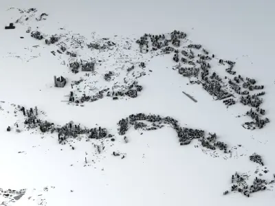 Hong Kong City Streets and Buildings 3D model