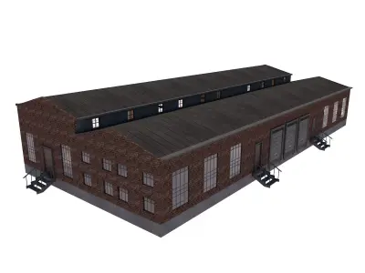 industrial building warehouse 6 3D model