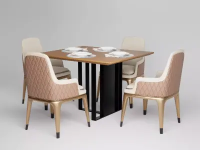 Dining Table and Chair 3D Model  Low-poly 3D model
