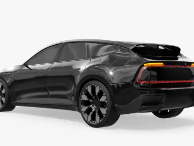 Premium Electric SUV Black Rigged for Cinema 4D 3D model