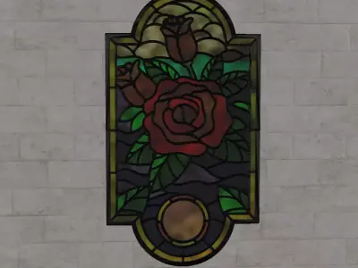 Stain Glass Rose Flower 3D model