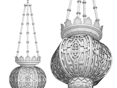Pendant lamp Oriental Style Brass 3D model