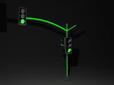 Traffic Lights with Led 3D model