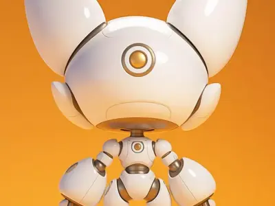 Cute Robotic Cat Adorable Lowpoly Companion Articulated Joints Low-poly 3D model