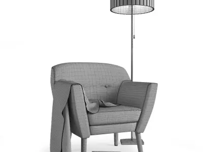 armchair Bergen1 Signal and floor lamp Penelopa Azzardo  3D model