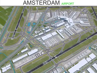 Amsterdam Airport 20km Low-poly 3D model