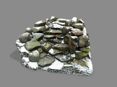 Snowy Rock Stairs Low-poly 3D model