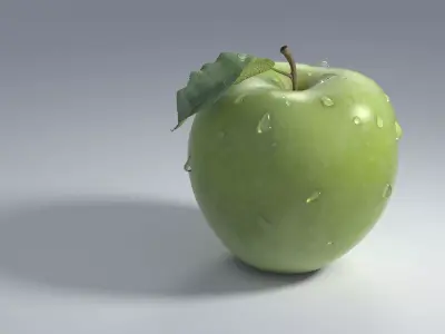 Green Apple Granny Smith Apple with dew 3D model