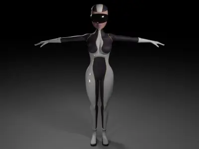 Sci fi Cartoon Girl Low-poly 3D model