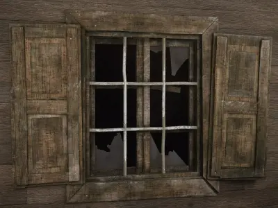 Abandoned window Low-poly 3D model