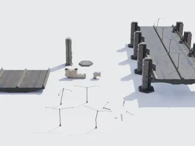 Ashfall Bridge Pack Low-poly 3D model