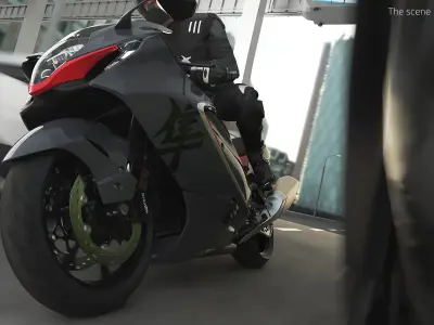  Suzuki Hayabusa GSX-1300R Inline-Four Sportbike Black Red Rigged 