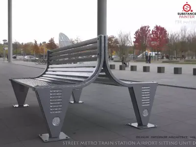  BANCH 3D MODEL   STREET METRO TRAIN STATION  AIRPORT  Banch  Low-poly 3D model