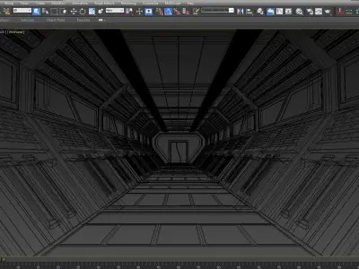 SCI FI INTERIOR SCENE SPACE SHIP CORRIDOR Low-poly 3D model