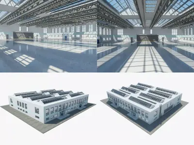 Warehouse interior and exterior 3D model