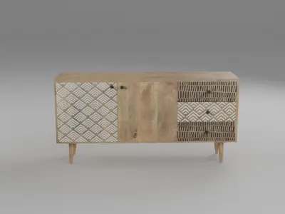 wooden cabinet unit Low-poly 3D model