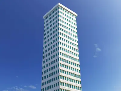 Skyscraper tall building Low-poly 3D model