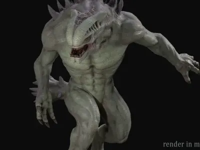 Large alien monster Low-poly 3D model