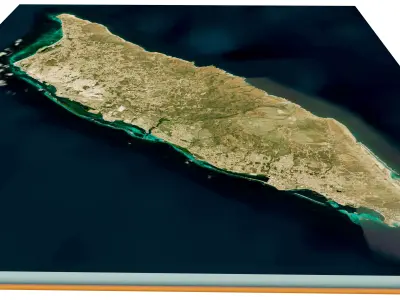 Aruba island full 3d model terrain Low-poly 3D model