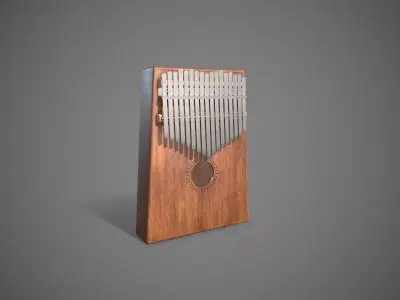 Kalimba wooden musical instrument Low-poly 3D model