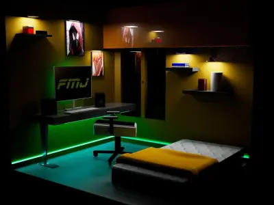 Isometric Gaming Room Low-poly 3D model