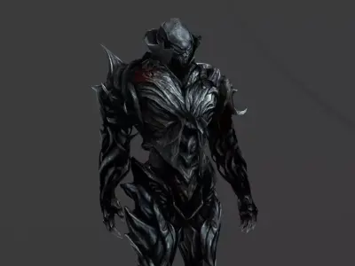 Armored Monster 3D Model Heavy Sci-Fi Fantasy Creature for Games Low-poly 3D model