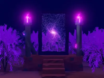 Low poly Portal tree in forest Free low-poly 3D model