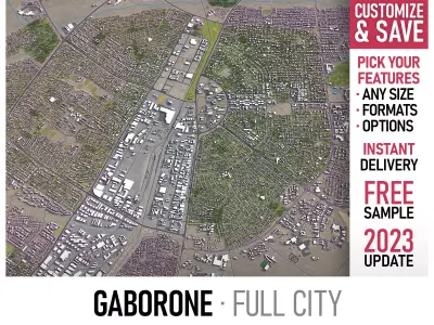 Gaborone - 3D City Model Low-poly 3D model