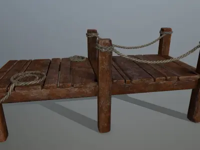 Wood and Rope set Low-poly 3D model