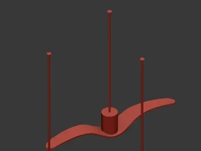 PLYWOOD windmill with two poles 3D model