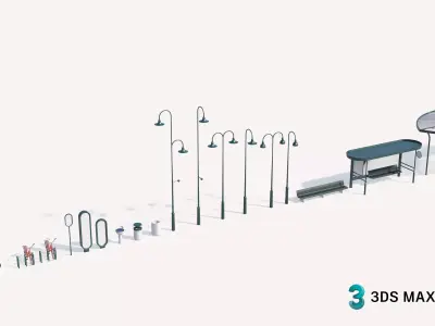 City street and park asset 3D model