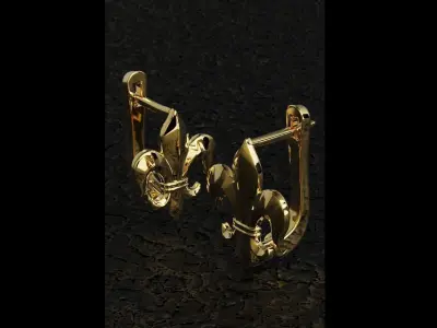 FLEUR DE LIS Hoop earrings  CLICK HINGE  3D print model