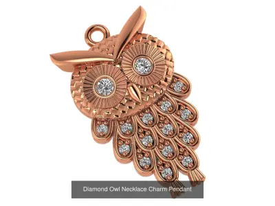 10 Owl  Charm Pendant Necklace 3D Model Pack