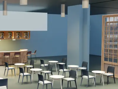 Japanese Restaurant Low-poly 3D model