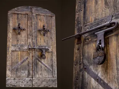 Old Medieval Door Low-poly 3D model