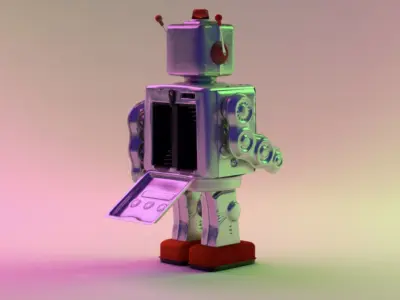 Robot Electron Mr D-Cell Tin toy retro vintage Battery 3D model